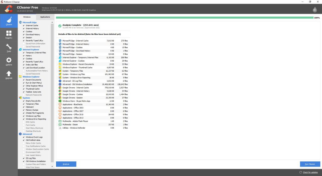 Ccleaner - Scan Results